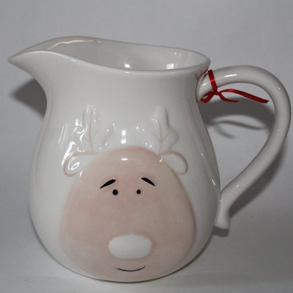 Debi Lilly Reindeer Ceramic Pitcher 2 Qtr. - Picture 1 of 4